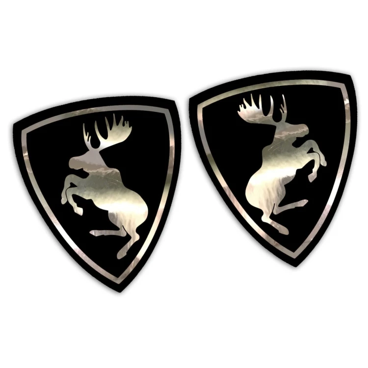 Naklejki ŁOŚ VOLVO Prancing Moose - Czarny Mat + Chrom - Komplet Lewa/Prawa