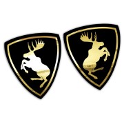 Naklejki ŁOŚ VOLVO Prancing Moose - Czarny Mat + złoty Chrom - Komplet Lewa/Prawa