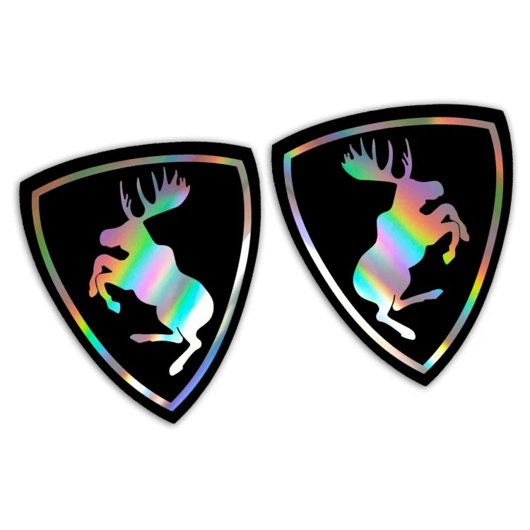 Naklejki ŁOŚ VOLVO Prancing Moose - Czarny Mat + holograficzny - Komplet Lewa/Prawa