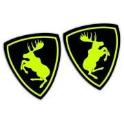 Naklejki ŁOŚ VOLVO Szalony łoś - Czarny Mat + żółty neon - Komplet Lewa/Prawa