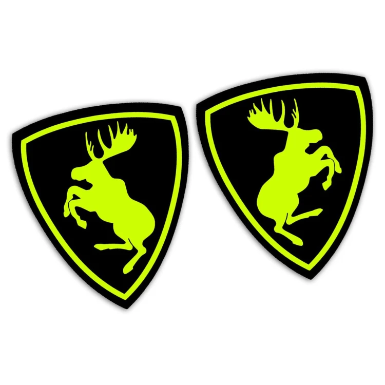 Naklejki ŁOŚ VOLVO Szalony łoś - Czarny Mat + żółty neon - Komplet Lewa/Prawa