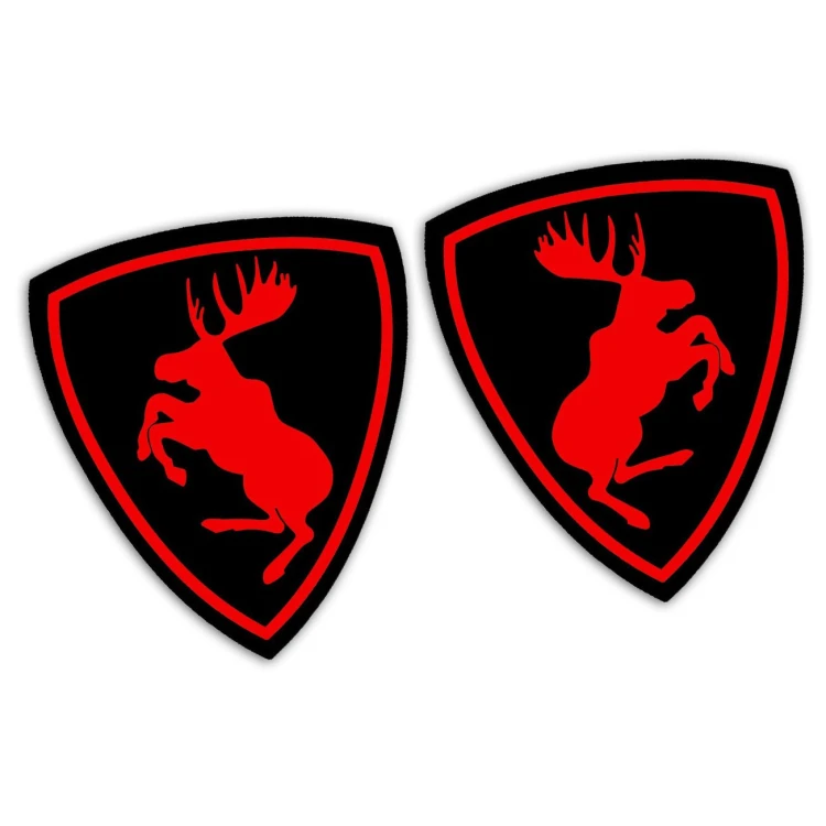 Naklejki ŁOŚ VOLVO Szalony łoś - Czarny Mat + czerwony neon - Komplet Lewa/Prawa