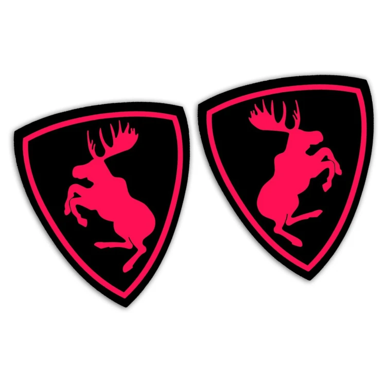 Naklejki ŁOŚ VOLVO Szalony łoś - Czarny Mat + różowy neon - Komplet Lewa/Prawa
