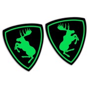 Naklejki ŁOŚ VOLVO Szalony łoś - Czarny Mat + zielony neon - Komplet Lewa/Prawa
