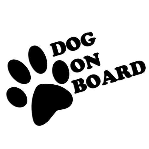 Naklejka DOG ON BOARD - Pies w Samochodzie - Łapa Psa - Na Szybę - czarna