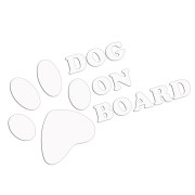 Naklejka DOG ON BOARD - Pies w Samochodzie - Łapa Psa - Na Szybę - biała
