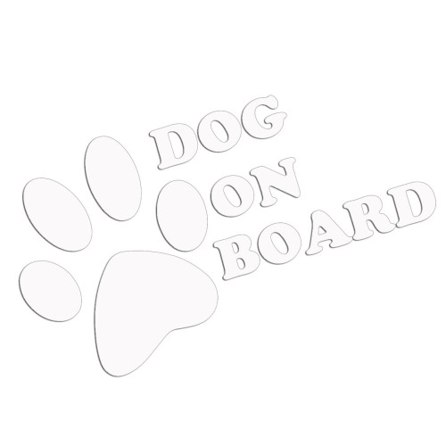 Naklejka DOG ON BOARD - Pies w Samochodzie - Łapa Psa - Na Szybę - biała