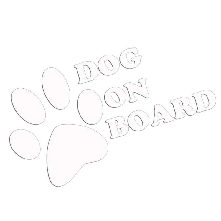 Naklejka DOG ON BOARD - Pies w Samochodzie - Łapa Psa - Na Szybę - biała