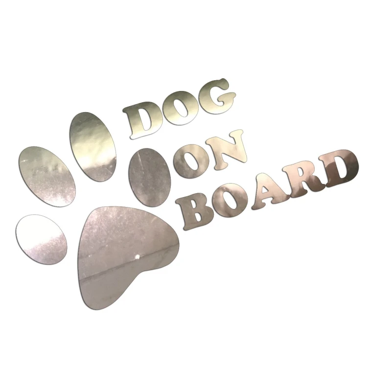 Naklejka DOG ON BOARD - Pies w Samochodzie - Łapa Psa - Na Szybę - chrom