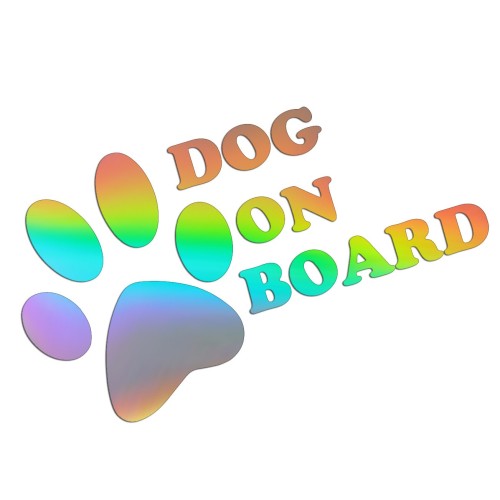 Naklejka DOG ON BOARD - Pies w Samochodzie - Łapa Psa - Na Szybę - holograficzna