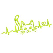 Naklejka LINIA ŻYCIA KOT SERCE - Puls EKG Kotek - Na Auto / Laptop - żółty neon