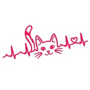 Naklejka LINIA ŻYCIA KOT SERCE - Puls EKG Kotek - Na Auto / Laptop - różowy neon