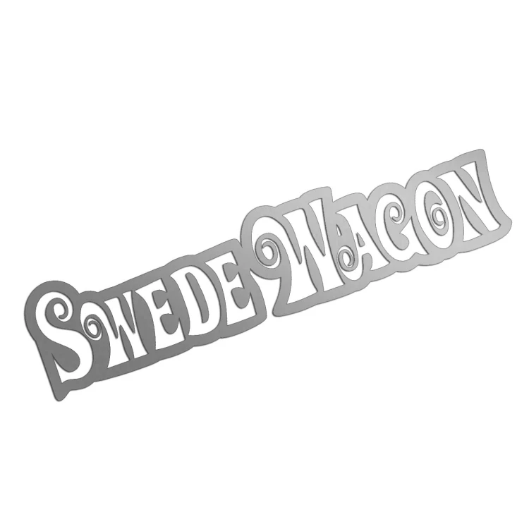 Naklejka SWEDE WAGON - Szwedzkie Kombi Volvo / Saab - Na Szybę - srebrna