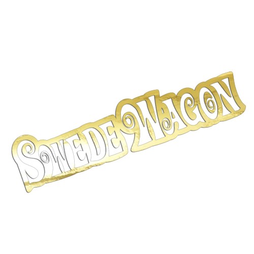 Naklejka SWEDE WAGON - Szwedzkie Kombi Volvo / Saab - Na Szybę - złoty chrom