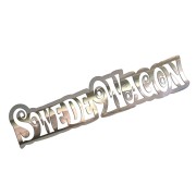 Naklejka SWEDE WAGON - Szwedzkie Kombi Volvo / Saab - Na Szybę - chrom