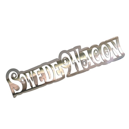 Naklejka SWEDE WAGON - Szwedzkie Kombi Volvo / Saab - Na Szybę - chrom