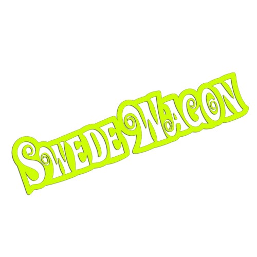 Naklejka SWEDE WAGON - Szwedzkie Kombi Volvo / Saab - Na Szybę - żółty neon