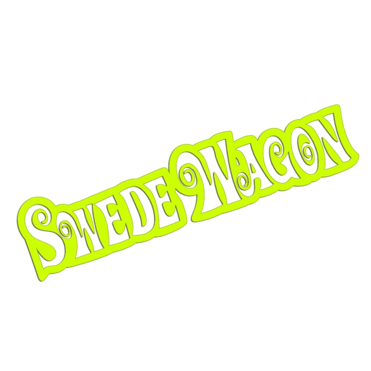 Naklejka SWEDE WAGON - Szwedzkie Kombi Volvo / Saab - Na Szybę - żółty neon