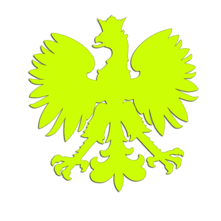 Naklejka ORZEŁ POLSKI - Godło Narodowe - Patriotyczna na Auto - żółty neon
