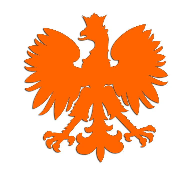 Naklejka ORZEŁ POLSKI - Godło Narodowe - Patriotyczna na Auto - pomarańczowy neon