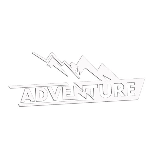 Naklejka ADVENTURE GÓRY - Wyprawowa - Podróżnicza na Auto / Kamper - biała