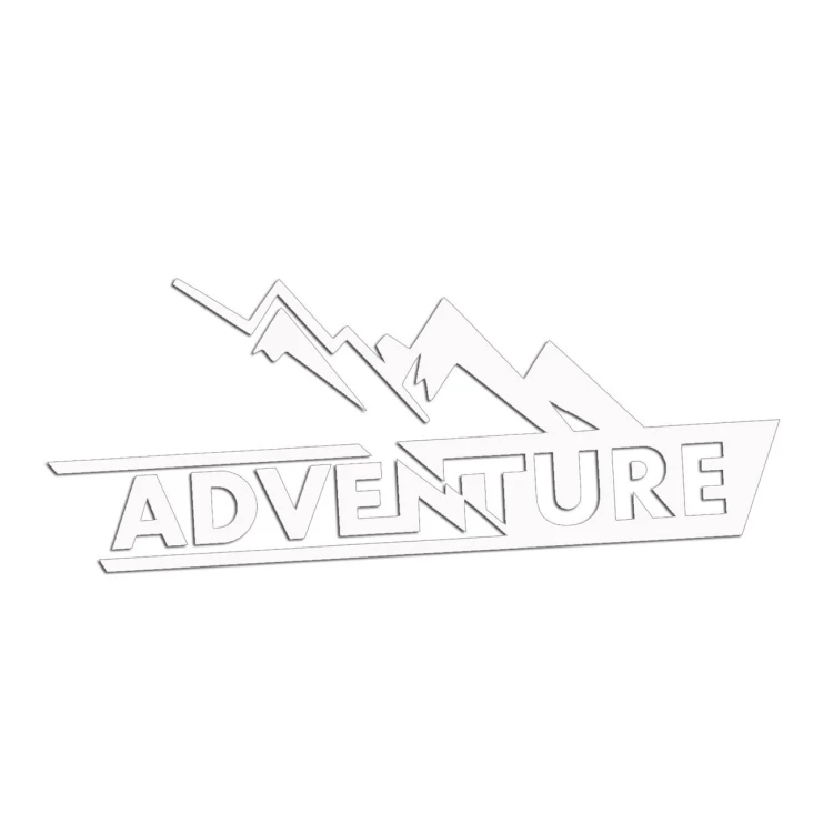 Naklejka ADVENTURE GÓRY - Wyprawowa - Podróżnicza na Auto / Kamper - biała
