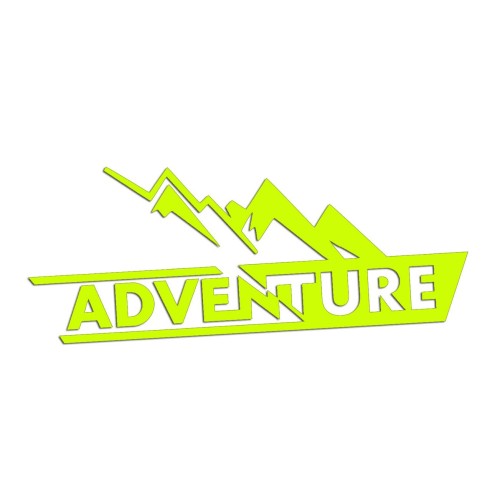 Naklejka ADVENTURE GÓRY - Wyprawowa - Podróżnicza na Auto / Kamper - żółty neon