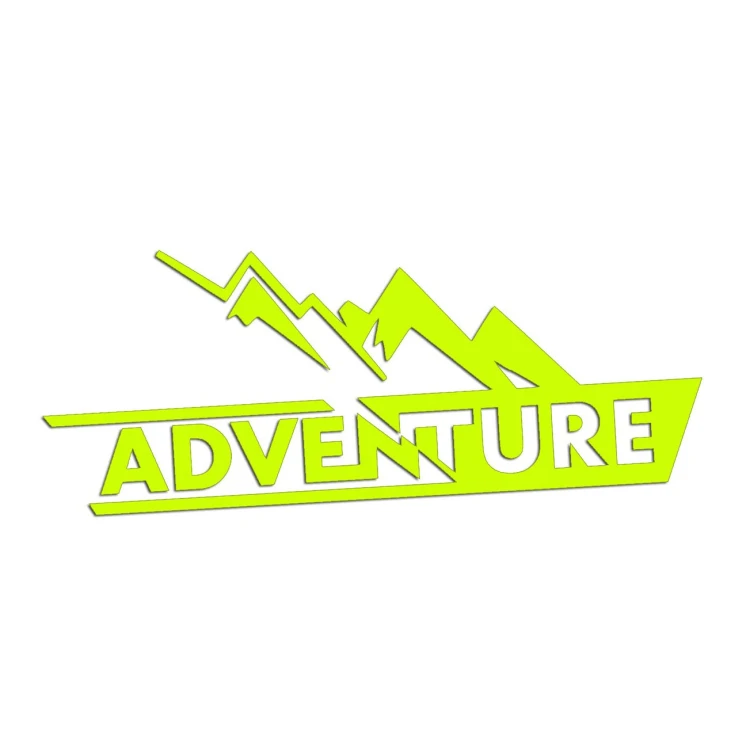 Naklejka ADVENTURE GÓRY - Wyprawowa - Podróżnicza na Auto / Kamper - żółty neon