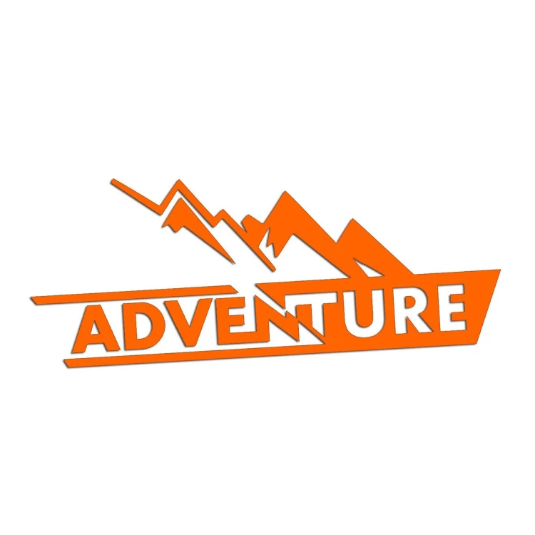 Naklejka ADVENTURE GÓRY - Wyprawowa - Podróżnicza na Auto / Kamper - pomarańczowy neon