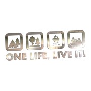Naklejka One Life Live It - camping las grill góry - wlepka na kampera i auto terenowe chrom