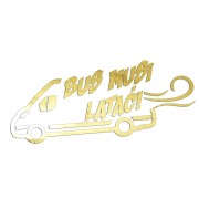 Naklejka BUS MUSI LATAĆ! - Na Auto Dostawcze Ducato / Jumper / Boxer - Śmieszna - złoty chrom