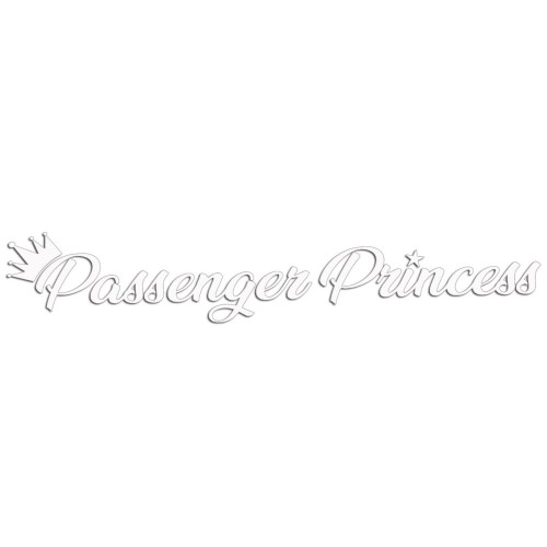 Naklejka PASSENGER PRINCESS - Księżniczka Pasażerka z Koroną - Na Lusterko - biała
