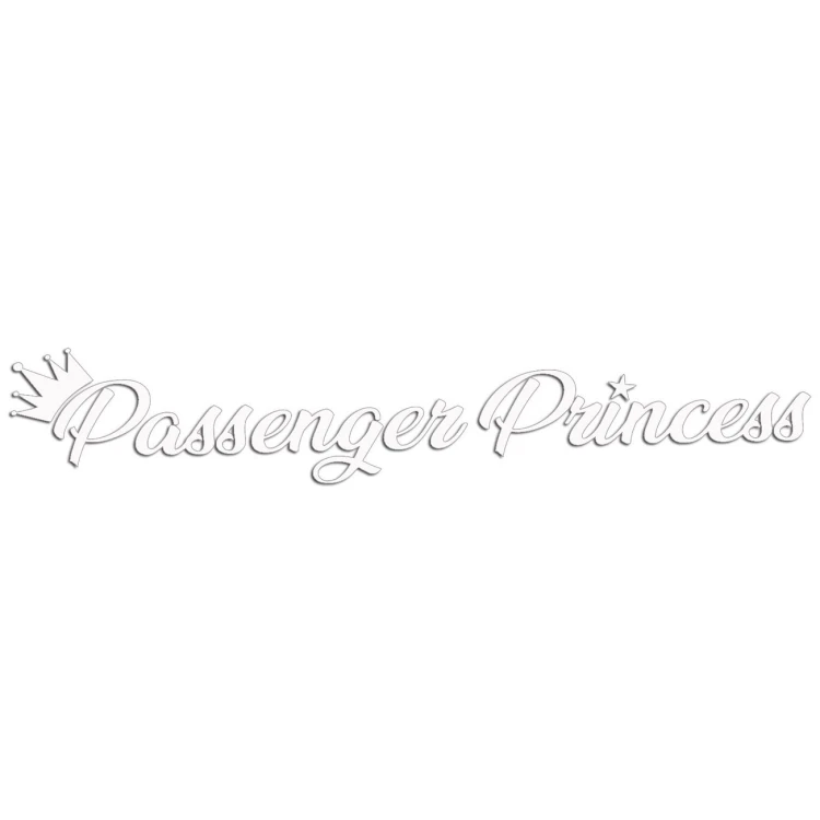 Naklejka PASSENGER PRINCESS - Księżniczka Pasażerka z Koroną - Na Lusterko - biała