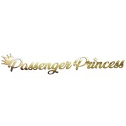 Naklejka PASSENGER PRINCESS - Księżniczka Pasażerka z Koroną - Na Lusterko - złoty chrom