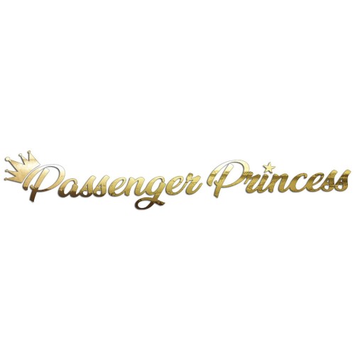 Naklejka PASSENGER PRINCESS - Księżniczka Pasażerka z Koroną - Na Lusterko - złoty chrom