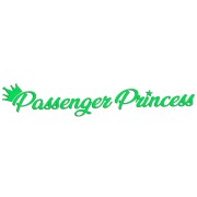 Naklejka PASSENGER PRINCESS - Księżniczka Pasażerka z Koroną - Na Lusterko - zielony neon