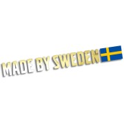 Naklejka MADE BY SWEDEN - Z Flagą - Szwedzkie Auto Volvo / Saab - złoty chrom