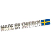 Naklejka MADE BY SWEDEN - Z Flagą - Szwedzkie Auto Volvo / Saab - chrom