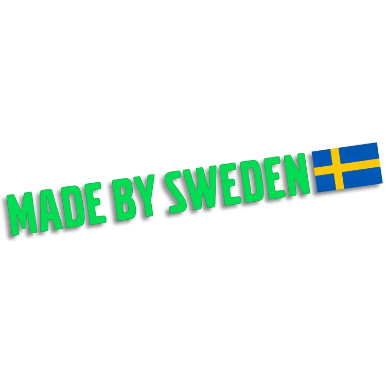 Naklejka MADE BY SWEDEN - Z Flagą - Szwedzkie Auto Volvo / Saab - zielony neon