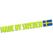 Naklejka MADE BY SWEDEN - Z Flagą - Szwedzkie Auto Volvo / Saab - żółty neon