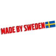 Naklejka MADE BY SWEDEN - Z Flagą - Szwedzkie Auto Volvo / Saab - czerwony neon