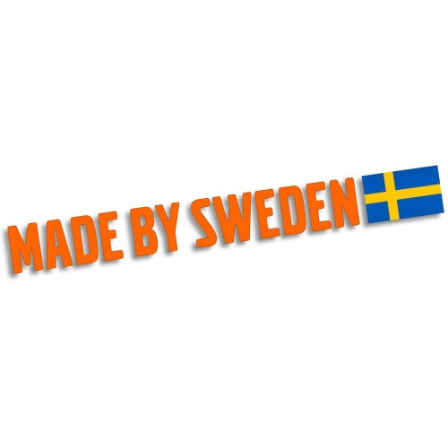 Naklejka MADE BY SWEDEN - Z Flagą - Szwedzkie Auto Volvo / Saab - pomarańczowy neon