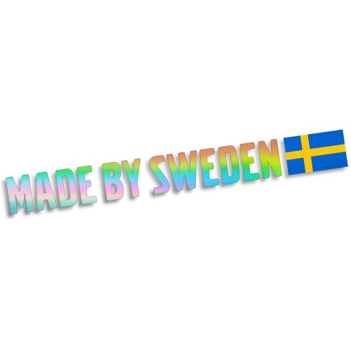 Naklejka MADE BY SWEDEN - Z Flagą - Szwedzkie Auto Volvo / Saab - holograficzna