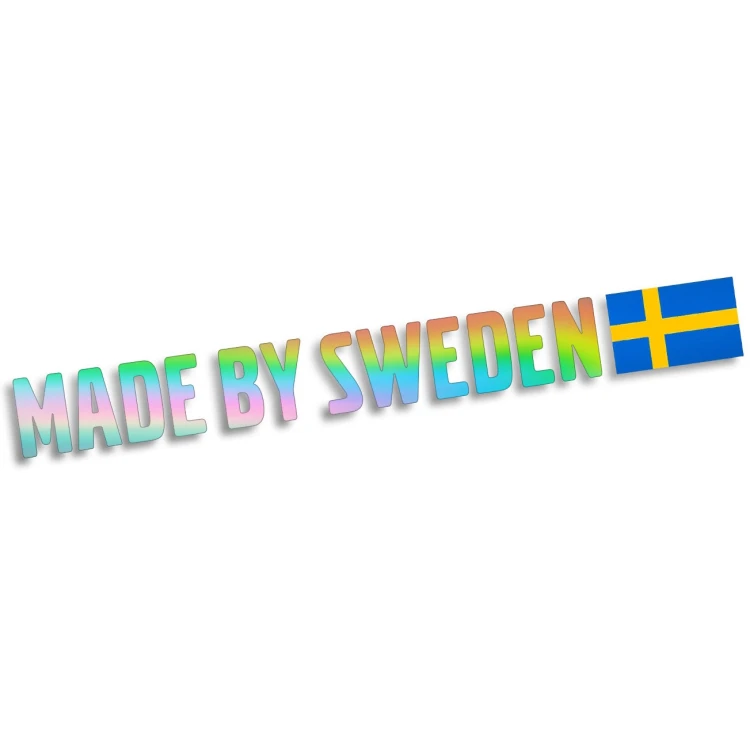 Naklejka MADE BY SWEDEN - Z Flagą - Szwedzkie Auto Volvo / Saab - holograficzna
