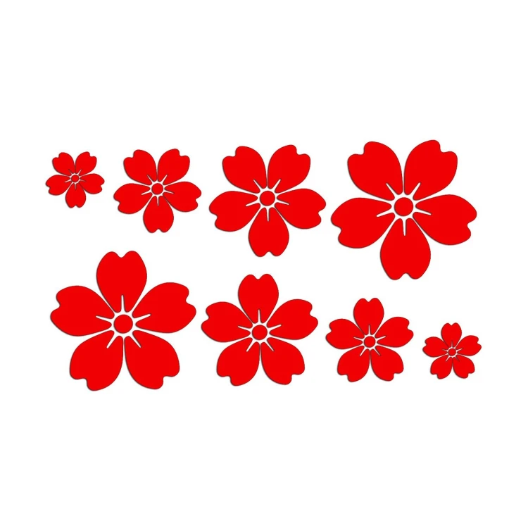 Zestaw naklejek duże Kwiatki Sakura czerwony neon