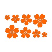 Zestaw naklejek duże Kwiatki Sakura pomarańczowy neon