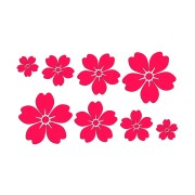 Zestaw naklejek duże Kwiatki Sakura różowy neon