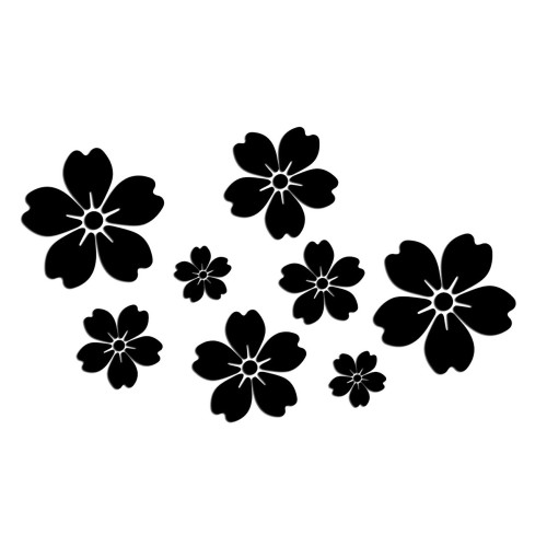Zestaw naklejek duże Kwiatki Sakura czarne