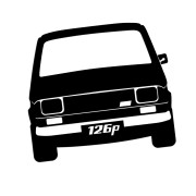 Naklejka POLSKI FIAT 126p MALUCH - Przód Klasyka PRL - czarna