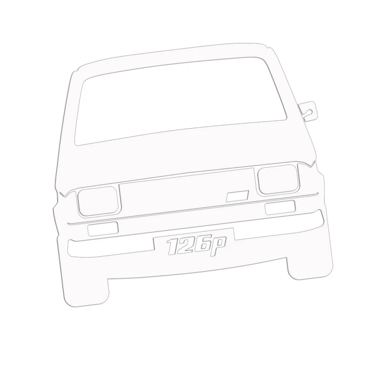 Naklejka POLSKI FIAT 126p MALUCH - Przód Klasyka PRL - biała
